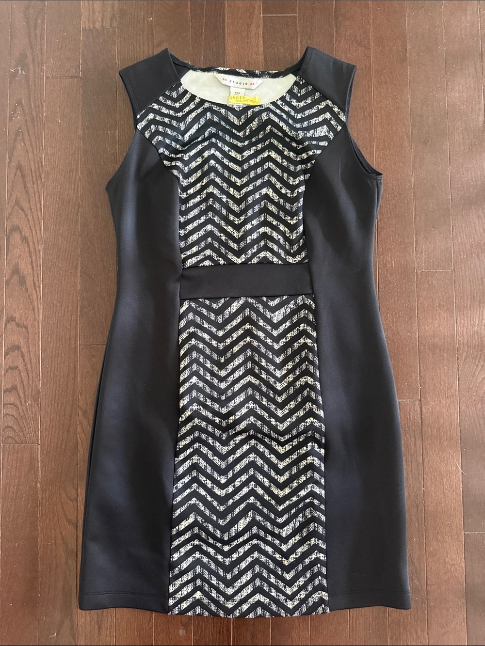 Aa Studio Black Dress with Silver Chevron Panel